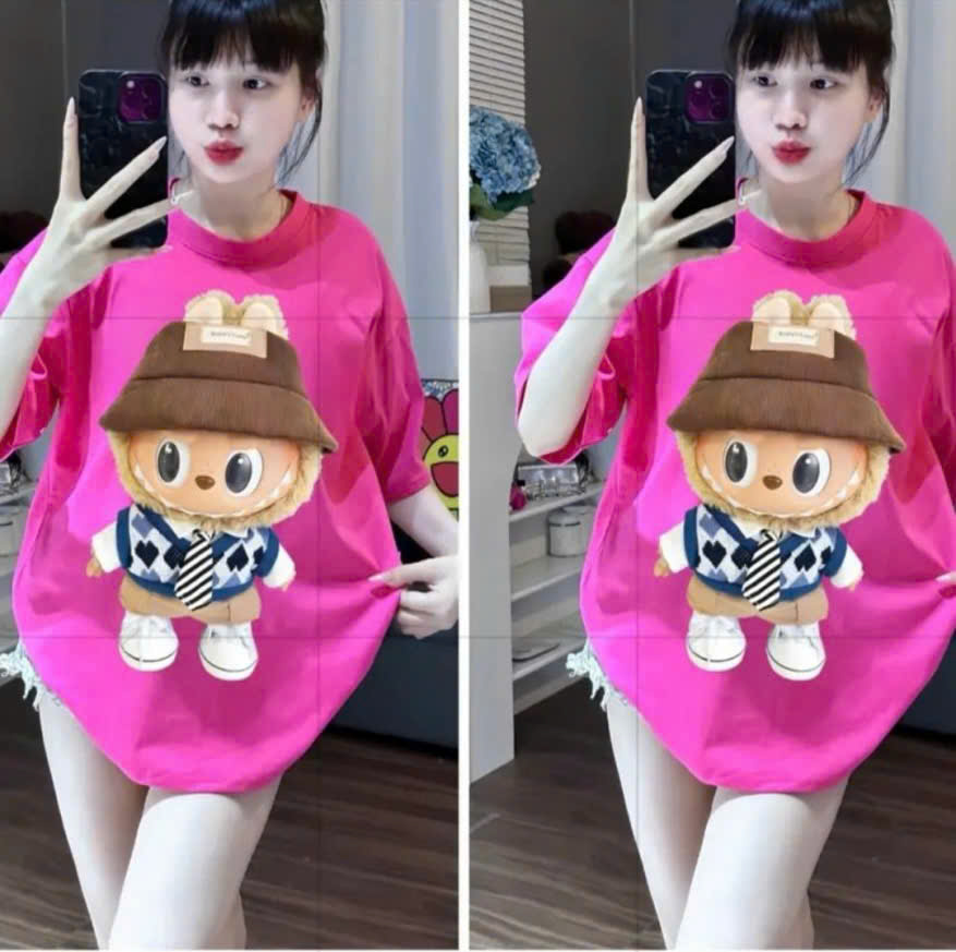 Áo Thun LABUBU Ver4, form rộng, cổ tròn thời trang Unisex, Áo Phông Menswear Top Cổ Tròn Nữ Women