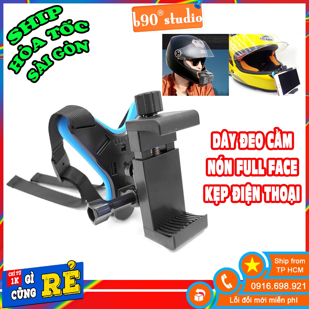 Dây Đeo Cằm Gắn Điện Thoại / Gopro Bộ Gía đỡ để Quay Phim, Chụp Ảnh Cho Mũ Bảo Hiểm Fullface  Điều Chỉnh Lên Xuống