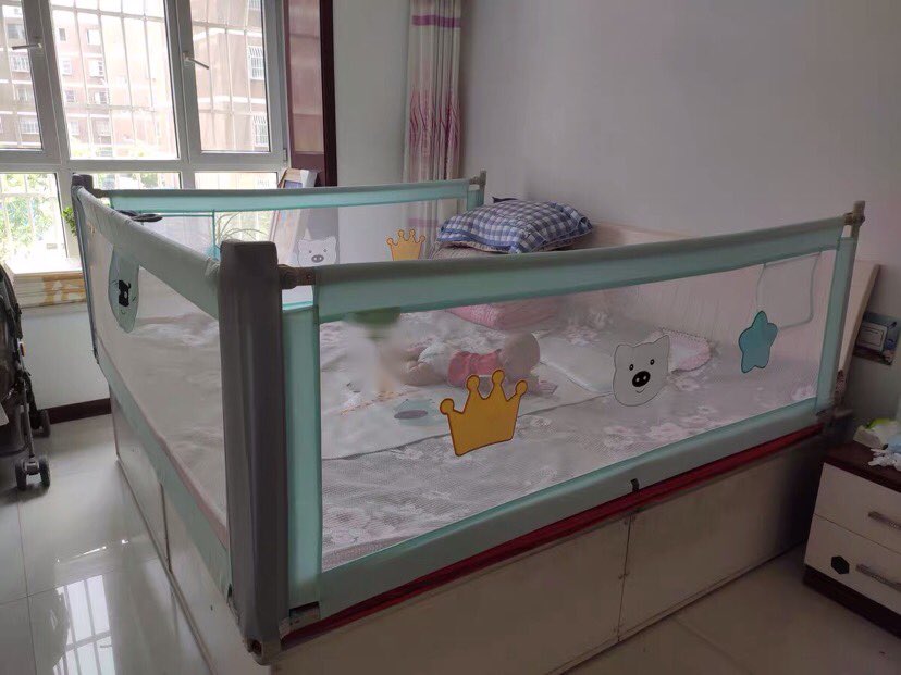 THANH CHẮN GIƯỜNG BABY SMILES CAO CẤP HOẠ TIẾT 3D MÀU XANH MINT (1.4M)