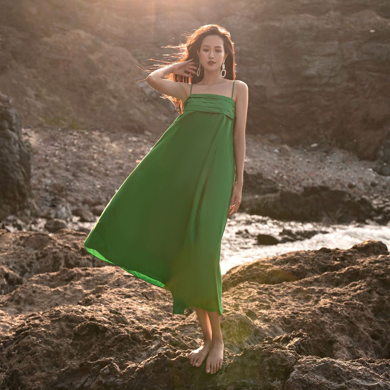 Olv - đầm venia dress in green