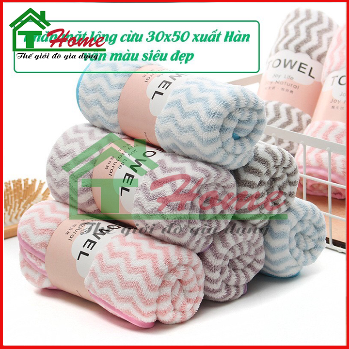 COMBO 4 Khăn mặt lông cừu xuất Hàn Quốc cao cấp, siêu mềm mại, thấm nước tốt, phù hợp mọi loại da, vân sọc, khổ 30x50 cm