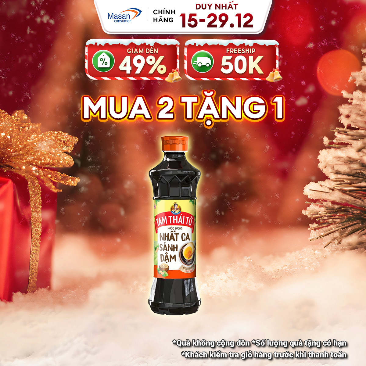   15.12-29.12 Voucher 18% CHO ĐƠN TỪ 199K Nước Tương Tam Thái Tử Nhất Ca Sánh Đậm 500Ml 