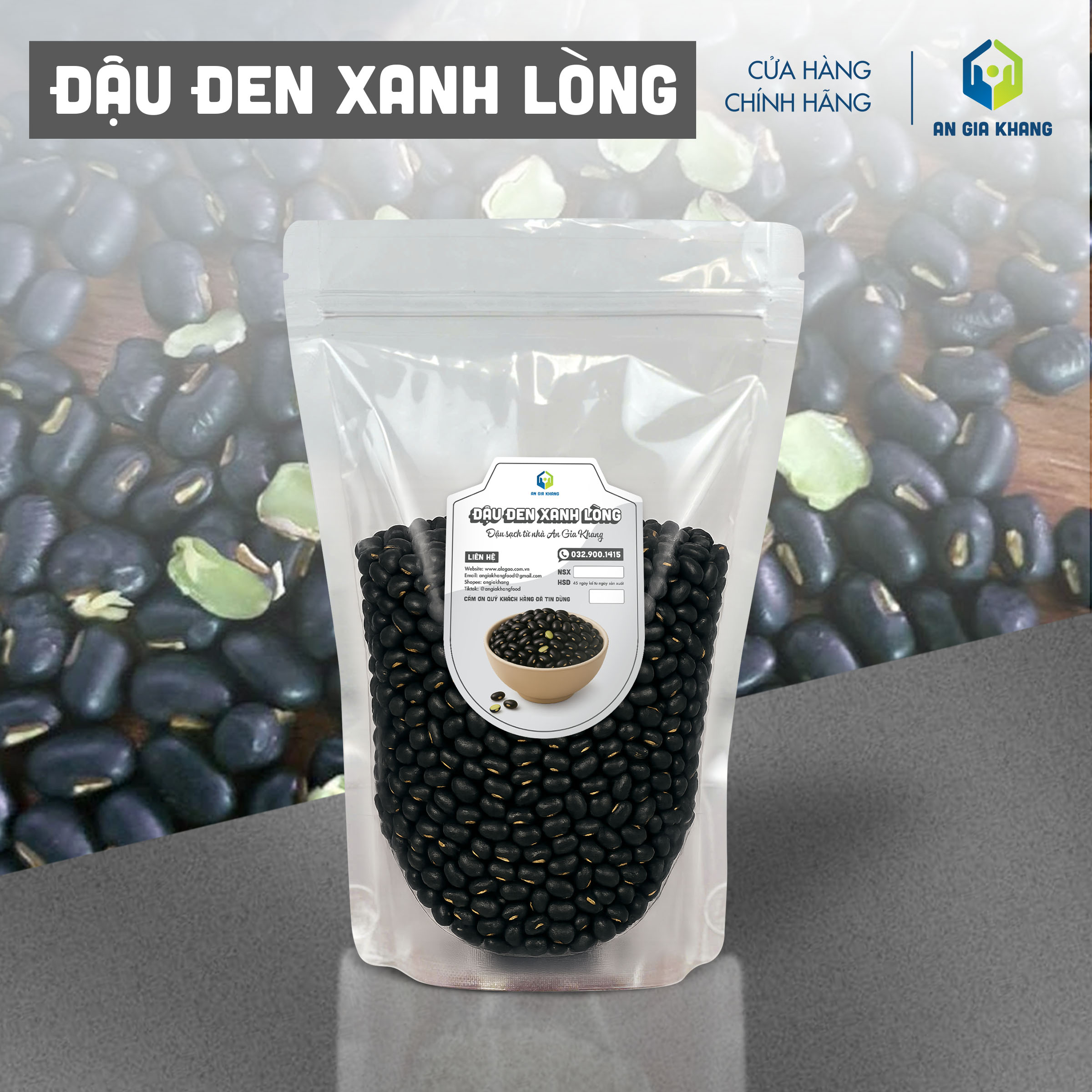 Đậu Đen Xanh Lòng AGKF (An Gia Khang Food) - (Túi 200g, 500g, 1kg)