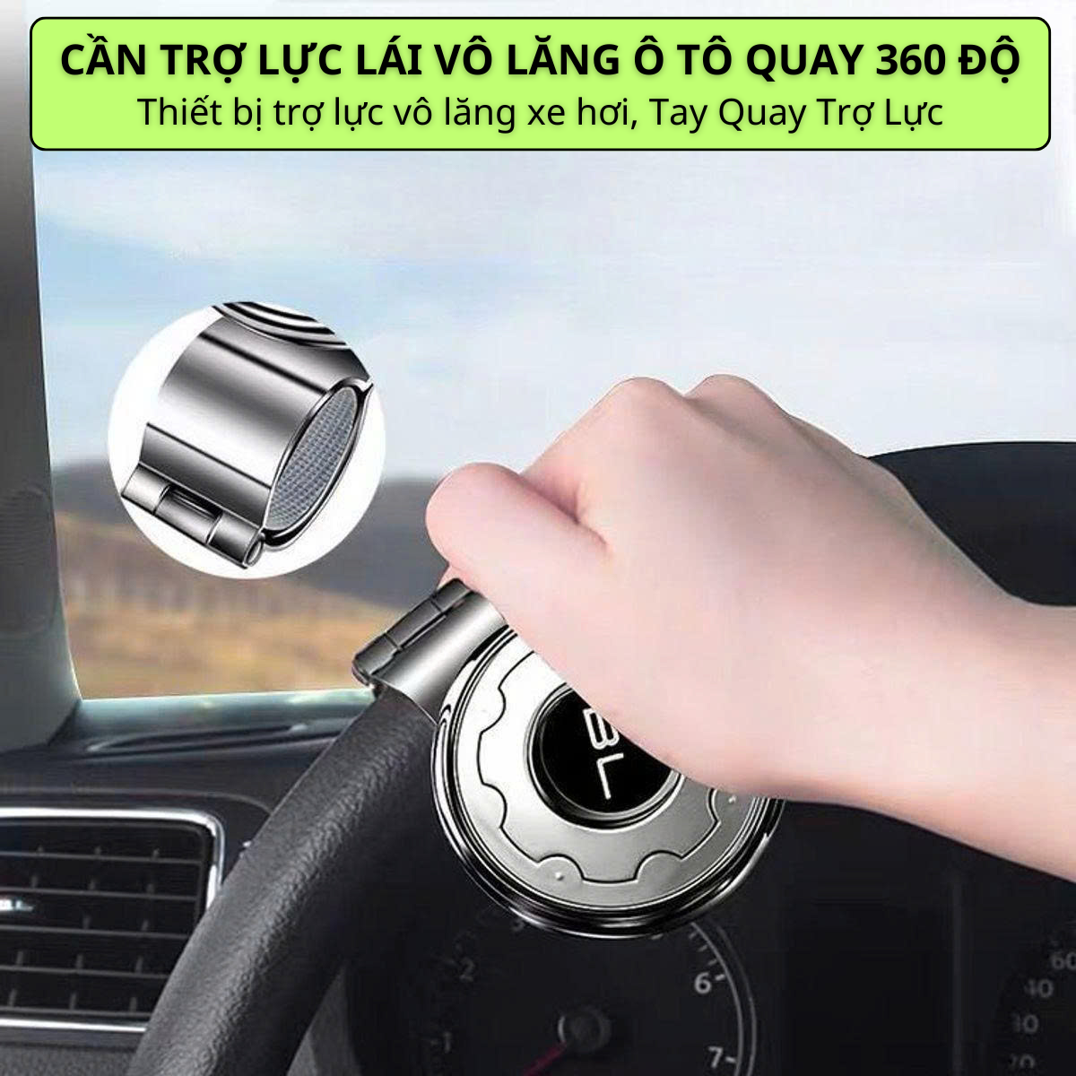 Thiết bị con quay 360 độ trợ lực vô lăng xe hơi, Tay Quay Trợ Lực, Núm Vô Lăng Xe, Cần Trợ Lực Lái Vô Lăng Ô Tô