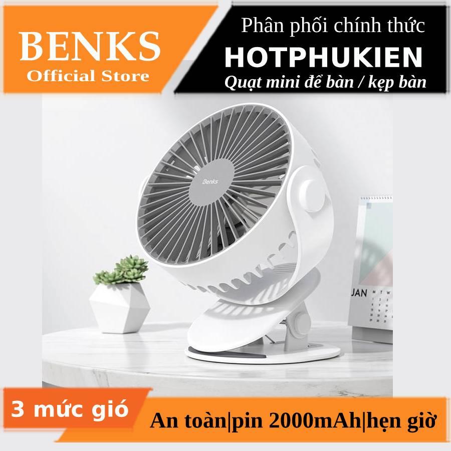 Quạt mini để bàn kiêm kẹp đa năng xoay 360 độ hiệu Benks F13 trang bị 3 chế độ làm mát và chế độ hẹn giờ hoạt động - Phân phối bởi Hotphukien