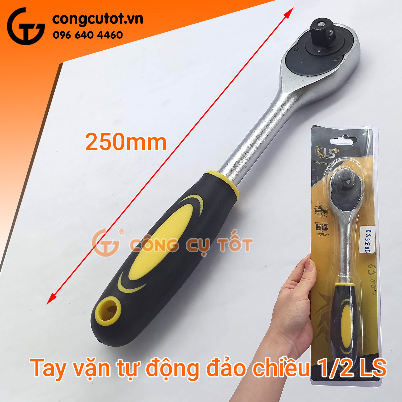 Cần tuýp tự động - tay vặn chữ l tự động đảo chiều 1 /2 inch ls 250mm