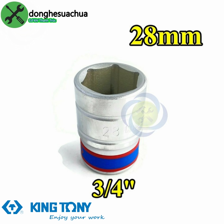 Tuýp 28mm loại 3/4 kingtony 633528m loại ngắn 6 cạnh màu trắng