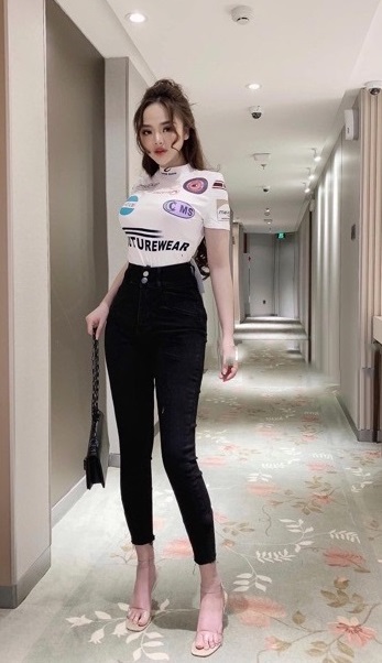 Quần jean giấy cạp cao 2 khuy siêu hot co dãn cực tốt