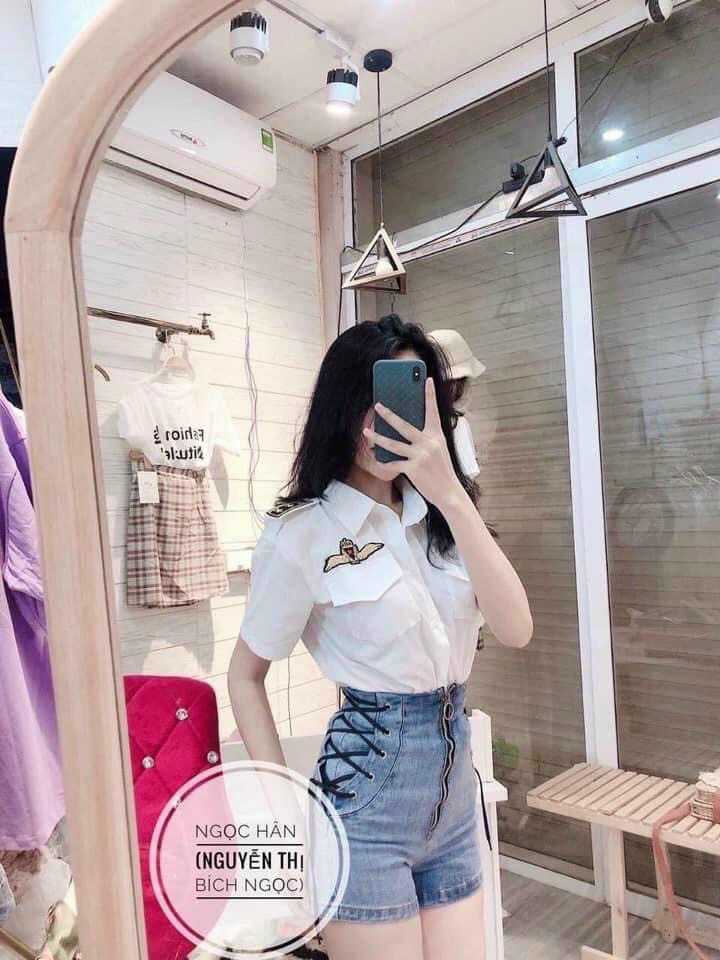 Áo sơ mi nữ cơ trưởng ngắn tay siêu xinh m009