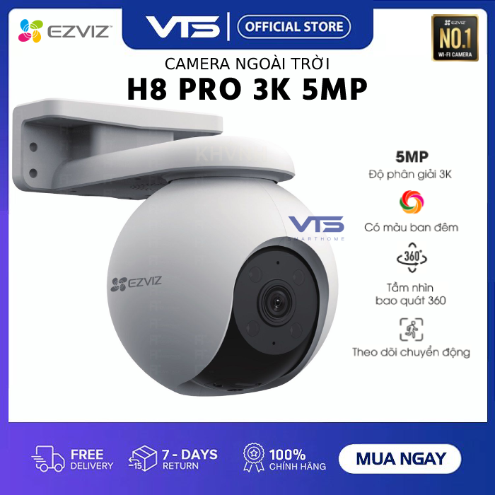 [FREESHIP] Camera Wifi EZVIZ H8 Pro 3K 5MP - Full Color - Xoay 360 Độ Ngoài Trời, Đàm thoại 2 Chiều 