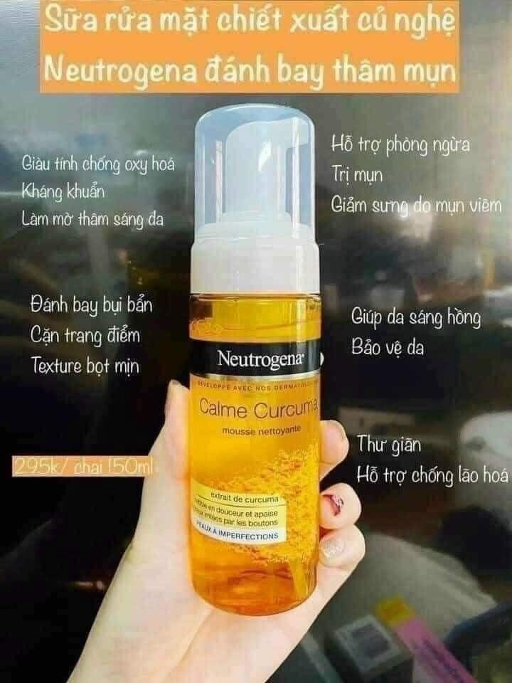 Sữa rửa mặt nghệ Neutrogena Curcuma - Tạo bọt mịn như mây