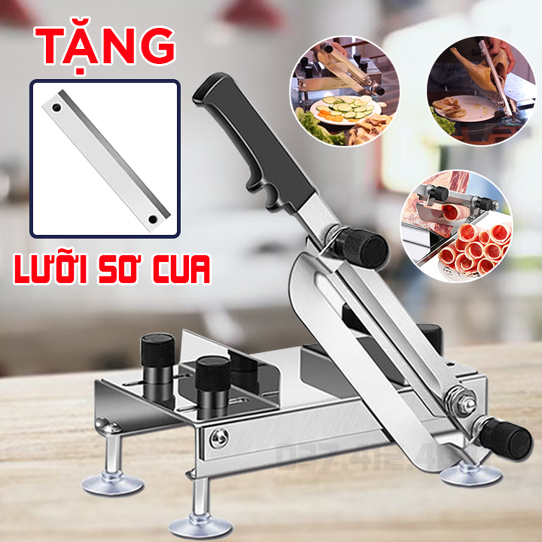 [TẶNG LƯỠI DAO SƠ CUA] Máy thái thịt cắt xương bằng tay  - Bộ dao cắt đa năng - Inox 304 cao cấp - Lưỡi cắt sắc bén  - Thái thịt đông lạnh - Cắt xương - Chặt gà - Thái lát rau củ quả - BẢO HÀNH 6 THÁNG