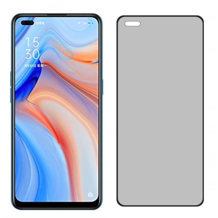 Kính cường lực Oppo Reno 4 nhám Chống vân tay/ Chống nhìn trộm/ Full màn hình/ Không viền màu/ Ốp chống sốc