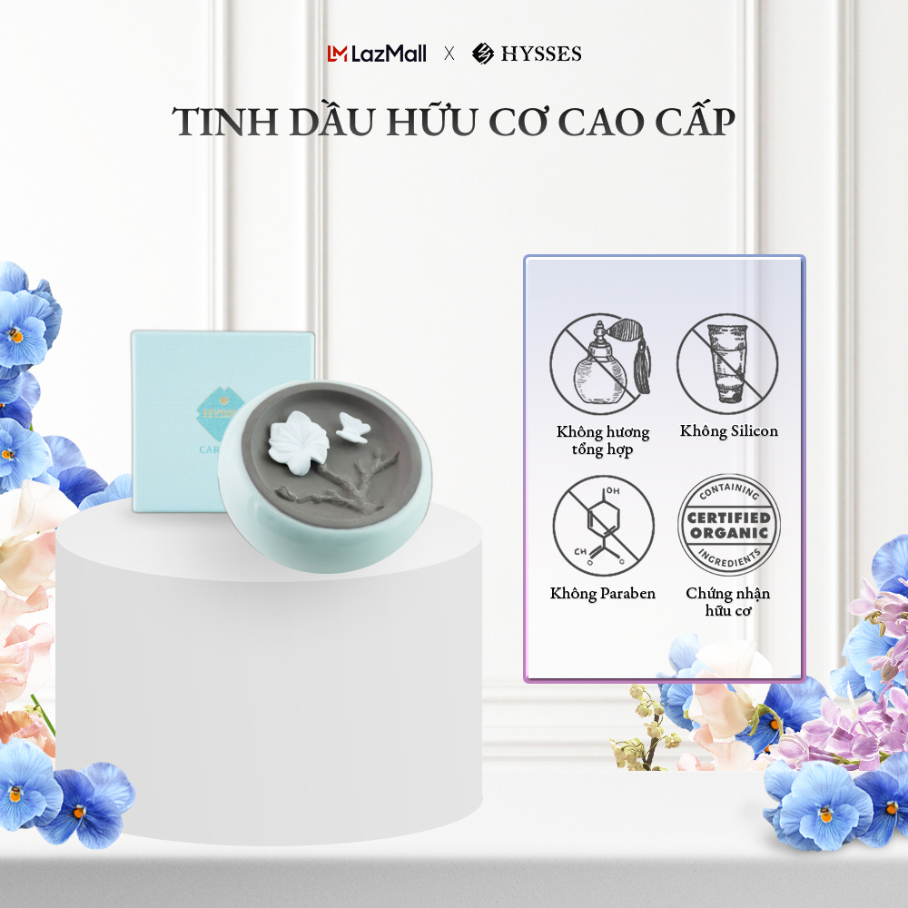 Đất Sét Khuếch Tán Tinh Dầu Cao Cấp Hysses Camellia Clay Chống Côn Trùng, Dùng Để Bàn Hoặc Xe, Có Đệm Chống Trượt Với Tinh Dầu Sả Chanh Hữu Cơ Tự Nhiên