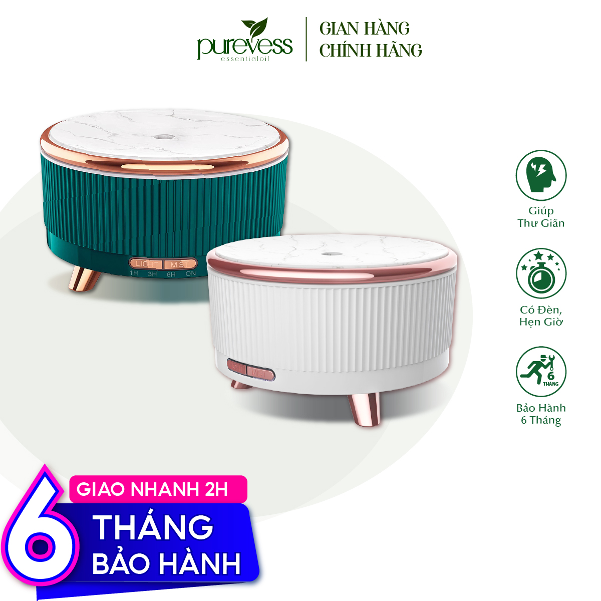 Máy xông tinh dầu Purevess máy khuếch tán tinh dầu đèn xông tinh dầu máy xông tinh dầu phòng ngủ