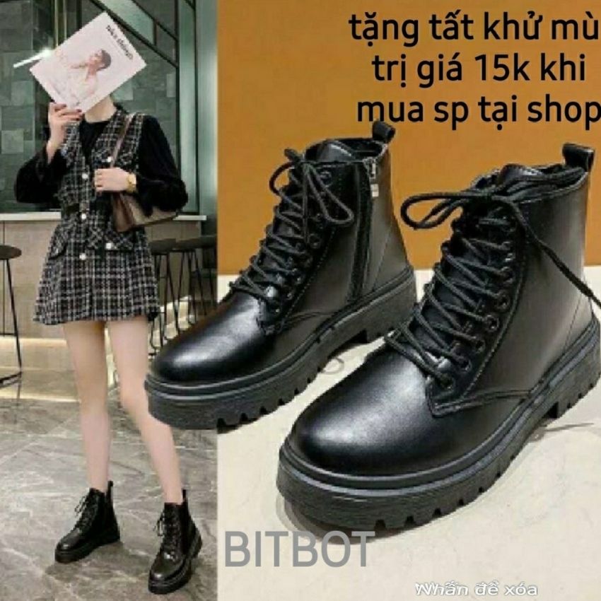 giày boot nữ cổ thấp đế vuông kéo khóa cạnh TẶNG TẤT KHỬ MÙI trị giá 15k tại BITBOT giày đế cao 3cm đi tôn dáng xinh chất da mềm đi êm chân hợp thời trang dễ mix đồ dễ lau chùi và bảo quản