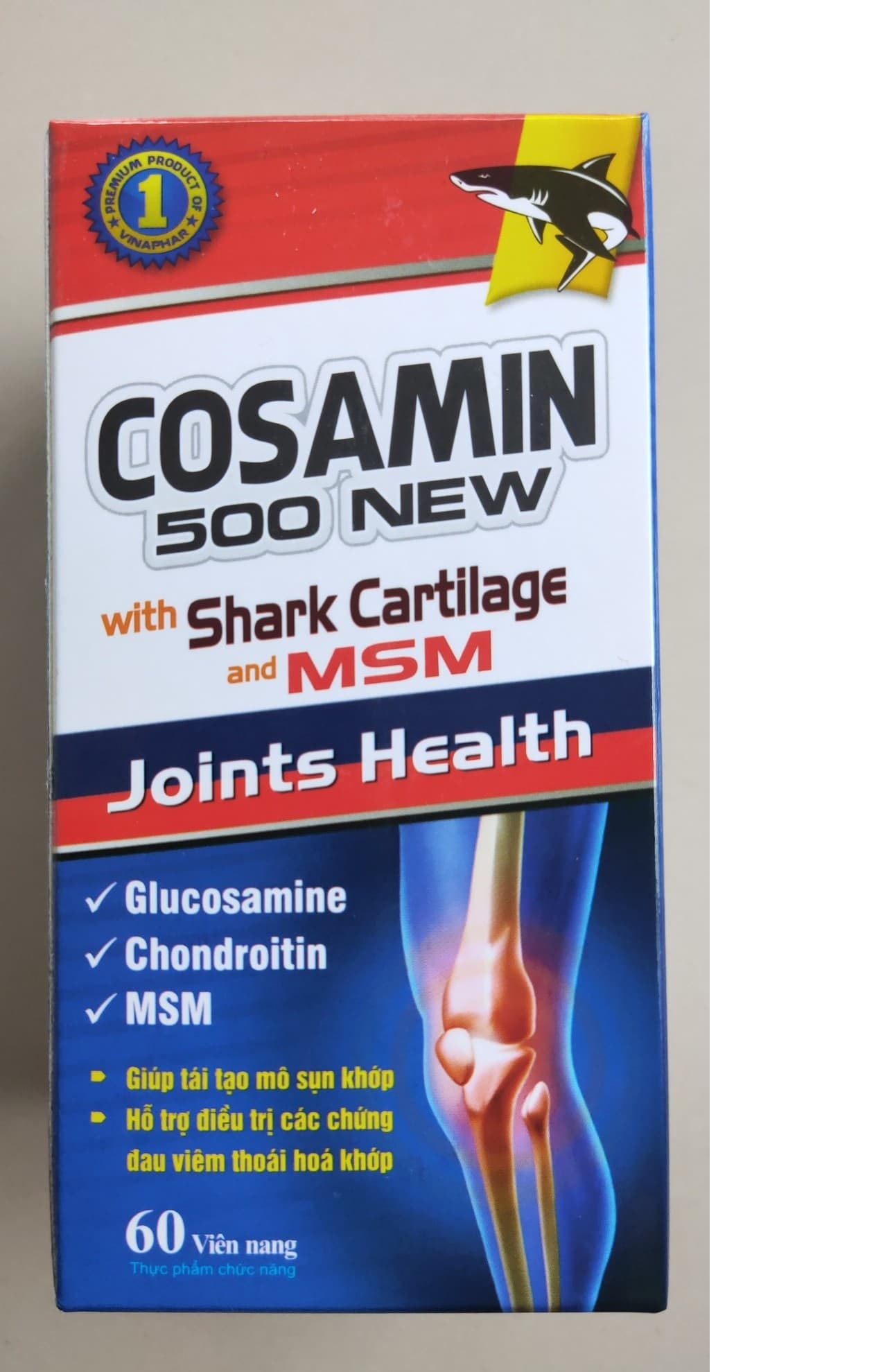 Cosamin 500 NEW - Sụn vi cá mập - Cải thiện tổn thương sụn khớp, bù dịch khớp