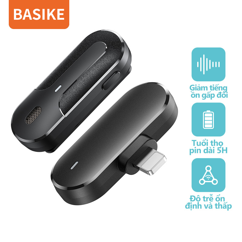 BASIKE Microphone Mini Lightning Microphone HD Radio không dây Lavalier Microphone Phòng thu giảm tiếng ồn Bài giảng Microphone ngoài cho PC Máy tính Máy tính xách tay Máy tính xách tay