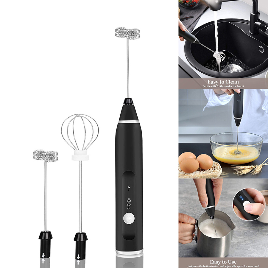 Máy đánh trứng tạo bọt cafe 2 đầu pin sạc