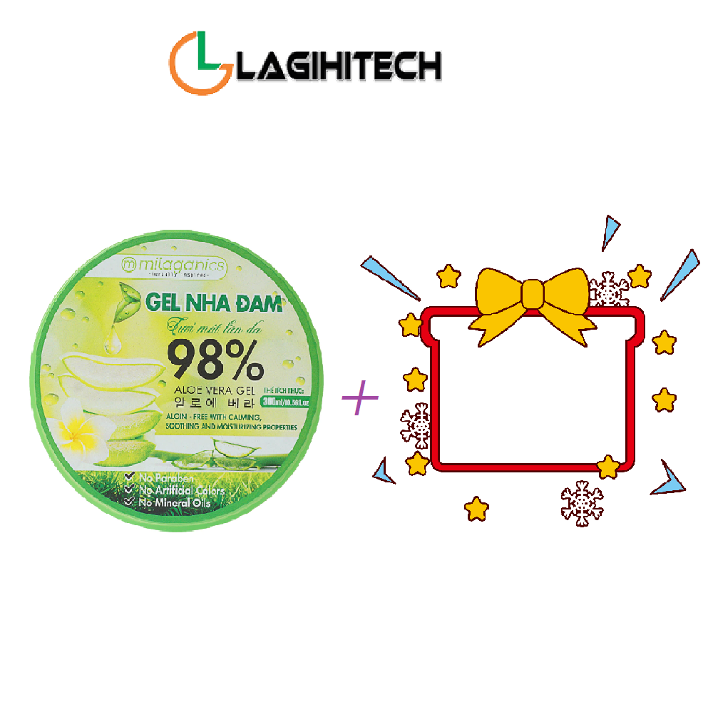 01 gel dưỡng ẩm nha đam milaganics 300ml + quà tặng bí mật