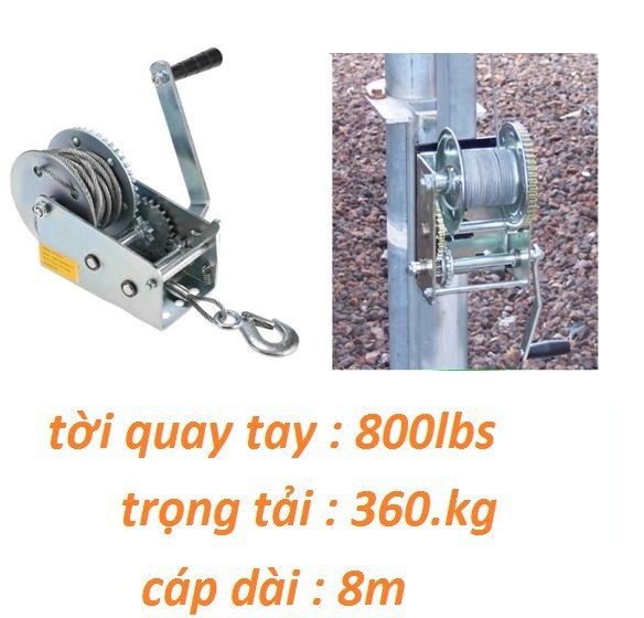 tời quay tay trọng tải 360kg cáp dài 8m - mbm -360kg - HKFFRG