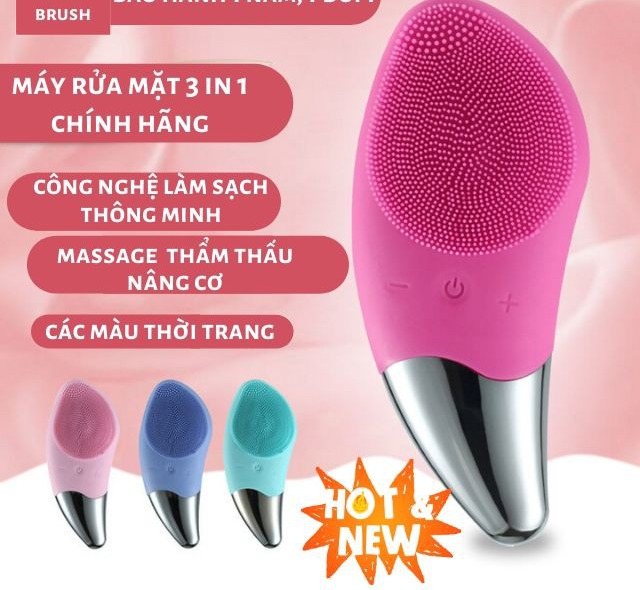 [HCM]MÁY RỬA MẶT MASAGE NÂNG CƠ MẶT 3IN1 SONIC FACIAL BRUSH CAO CẤP - Máy rửa mặt mini massage tích hợp sóng âm BR-020 - Công Nghệ Mới Làm Sạch Da - Dễ sử dụng và làm sạch ( Giao màu ngẫu nhiên )
