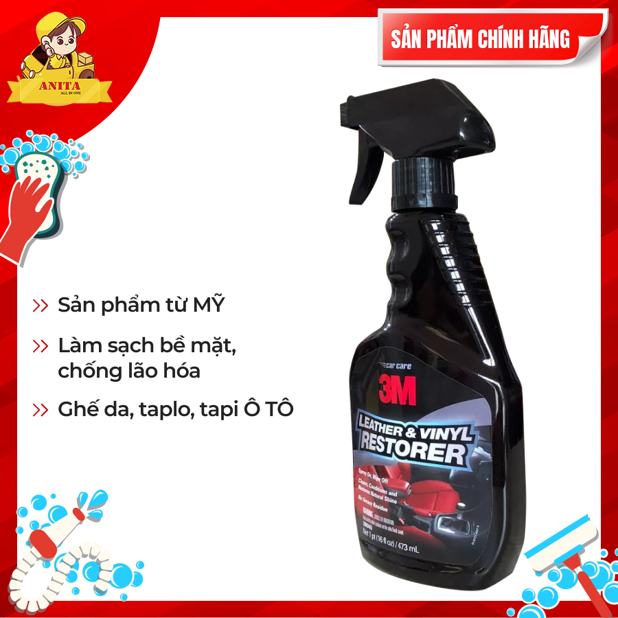 [3M] Dung dịch bảo vệ Da xe ô tô, thương hiệu Mỹ 3M 39040, Dùng bảo quản ghế da trong nội thất ô tô, làm đẹp và tăng tuổi thọ ghế da,  dễ sử dụng.