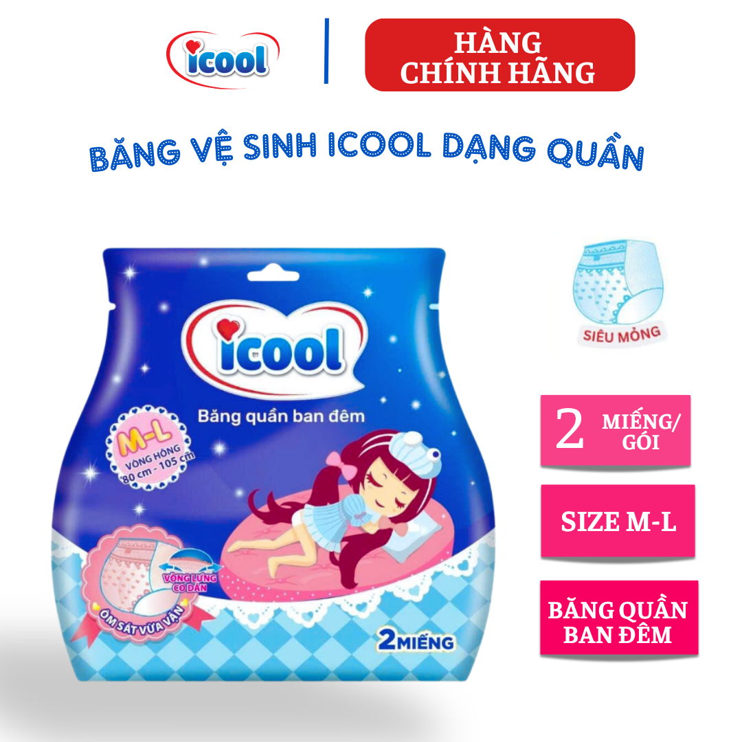 {Hàng chính hãng} Băng vệ sinh ICOOL dạng quần 2 miếng size M/L.