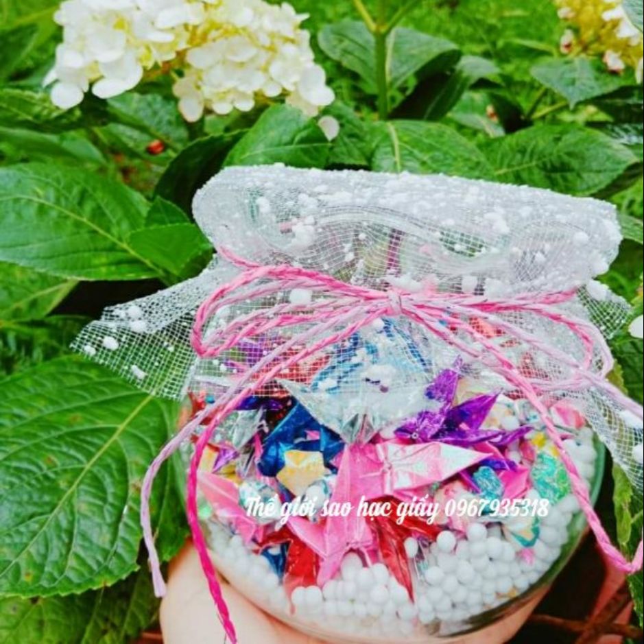 lọ thuỷ tinh đựng sao, hạc giấy