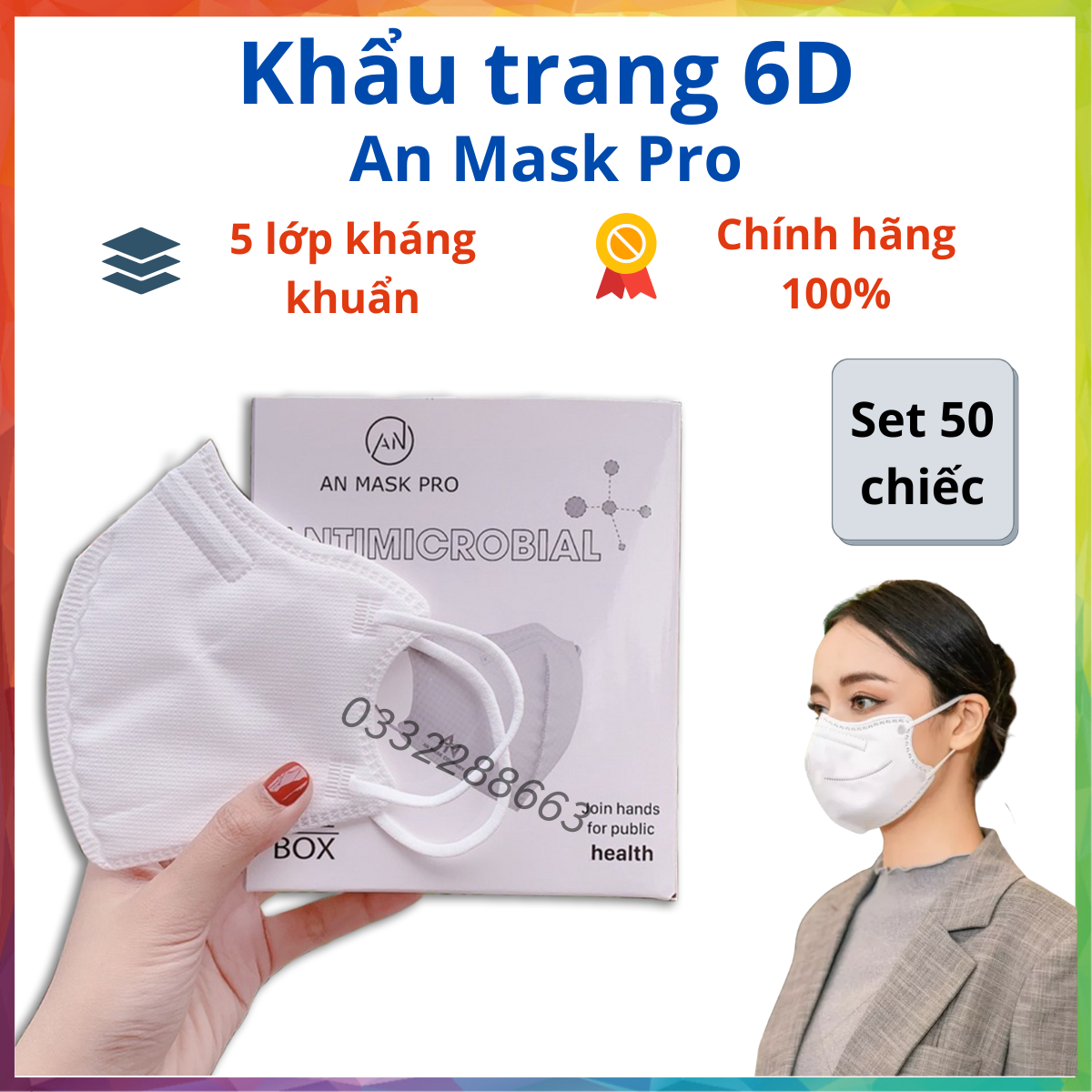 Set 50 Cái Khẩu Trang N99 6D An Mask Pro 5 Lớp Kháng Khuẩn Chính Hãng