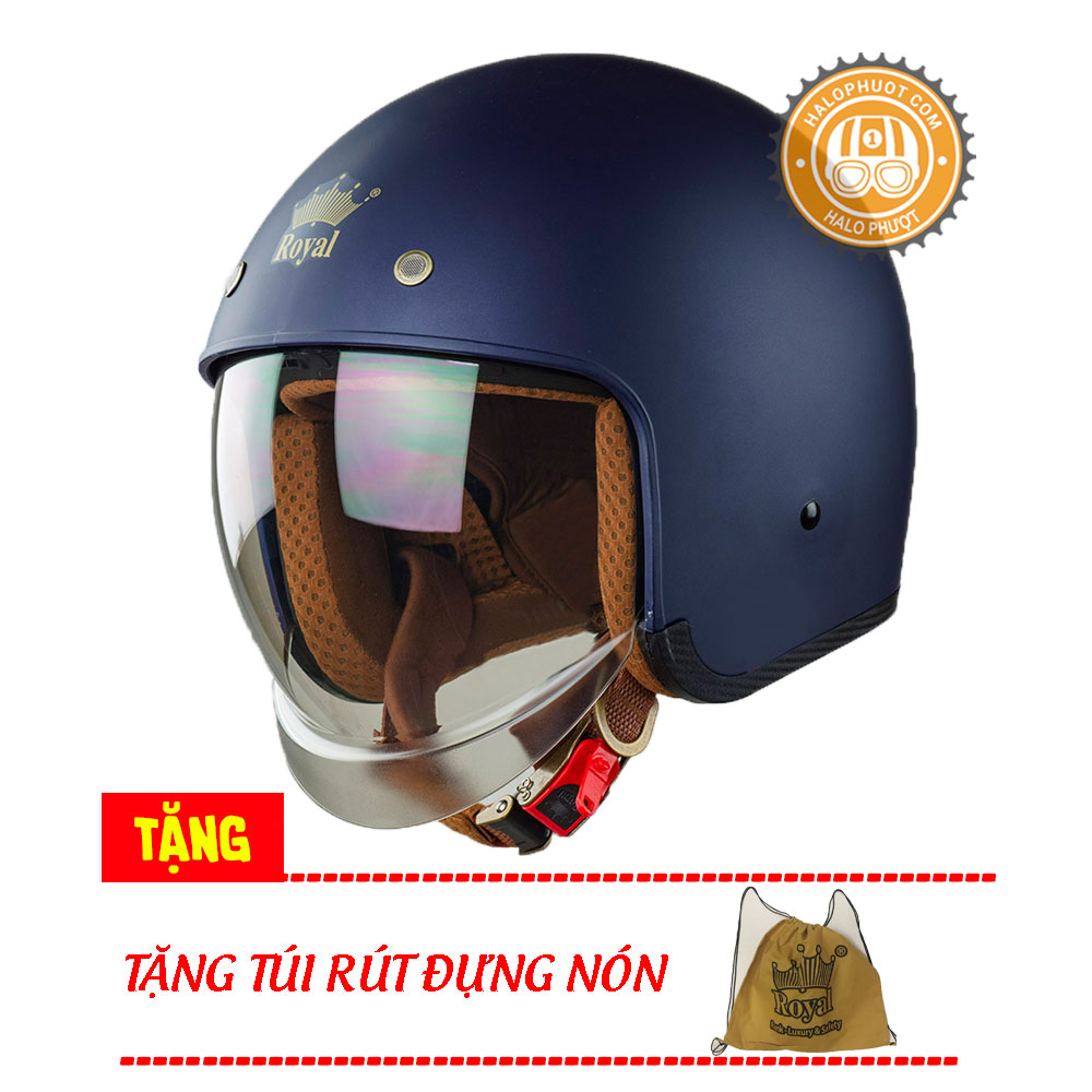 Nón bảo hiểm 3/4 kính âm Royal M139 Mực nhám (Tặng balo rút) (Bảo hành trọn đời)