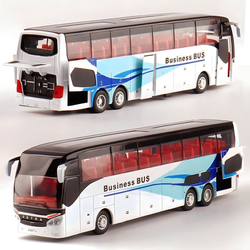 Mô hình tĩnh đồ chơi xe ô tô buýt chở hành khách Business Bus tỷ lệ 1:32 bằng hợp kim mở được cửa, cốp và có đèn led giá siêu rẻ