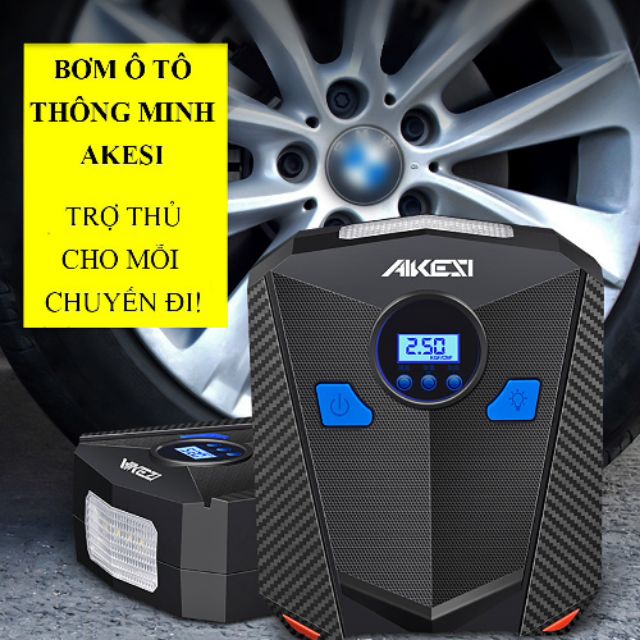 Máy Bơm Lốp Ô Tô Xe Hơi Chính Hãng AIKESI - Máy Bơm Điện Tử Mini Tự Ngắt Thông Minh