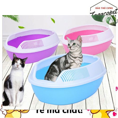 [HCM][Tặng Xẻng] Thau Cát Vệ Sinh Cho Chó Mèo Khay Vệ Sinh Cho Thú Cưng 40 X 30 X 12 Cm