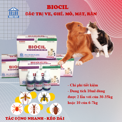 BIOCIL Nhỏ Ngừa Ve Rận, Bọ Chét, Nội Ngoại Ký Sinh Trùng - BOMPET