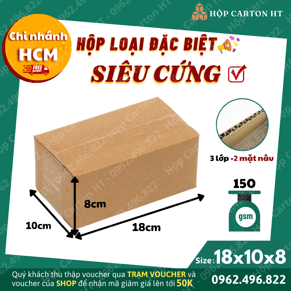 Combo 80 hộp carton đóng hàng 18x10x8 size nhỏ tiện lợi đựng phụ kiện, mỹ phẩm giá gốc tận xưởng - Hộp Carton HT