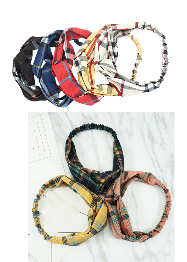 Băng đô turban vải không nhăn bản to kẻ basic
