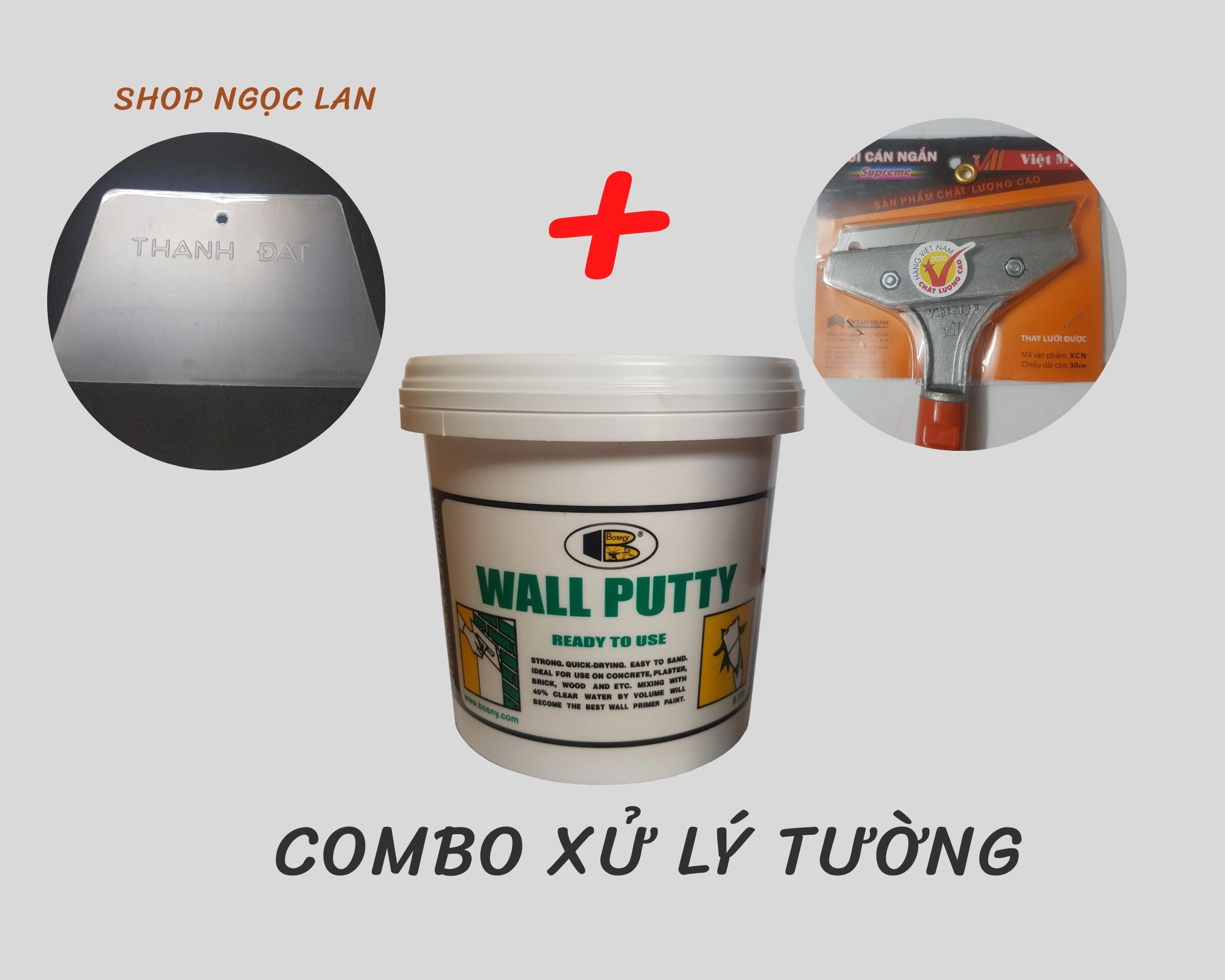 [HCM][COMBO GIÁ TỐT] Bột trét tường chống thấm Wall Putty Bosny - B219 hộp 1.5kg - Thái Lan