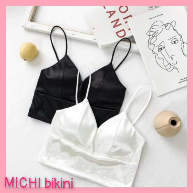 Áo bra lụa phi bóng móc cài điều chỉnh tôn dáng sang chảnh mi275 - áo bra lụa croptop