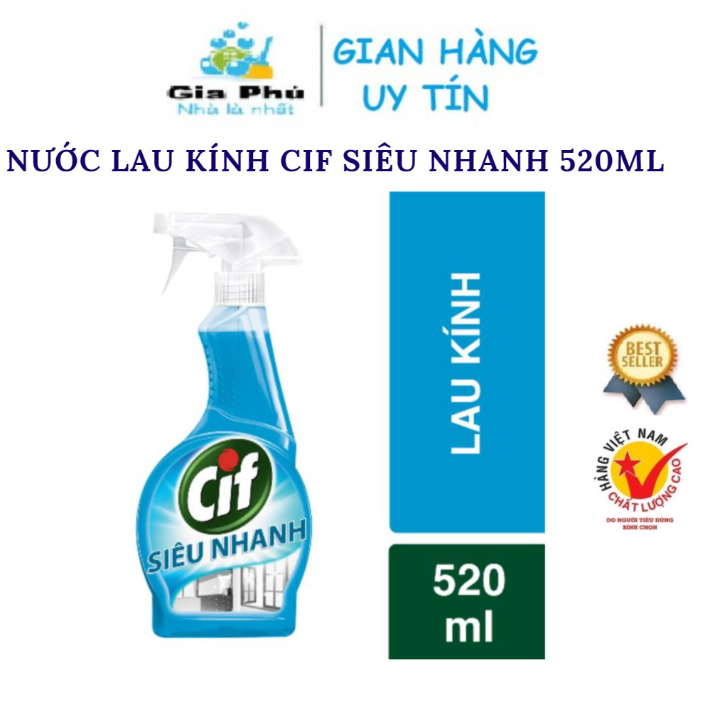 Nước lau kính siêu nhanh cif 520ml gia phú