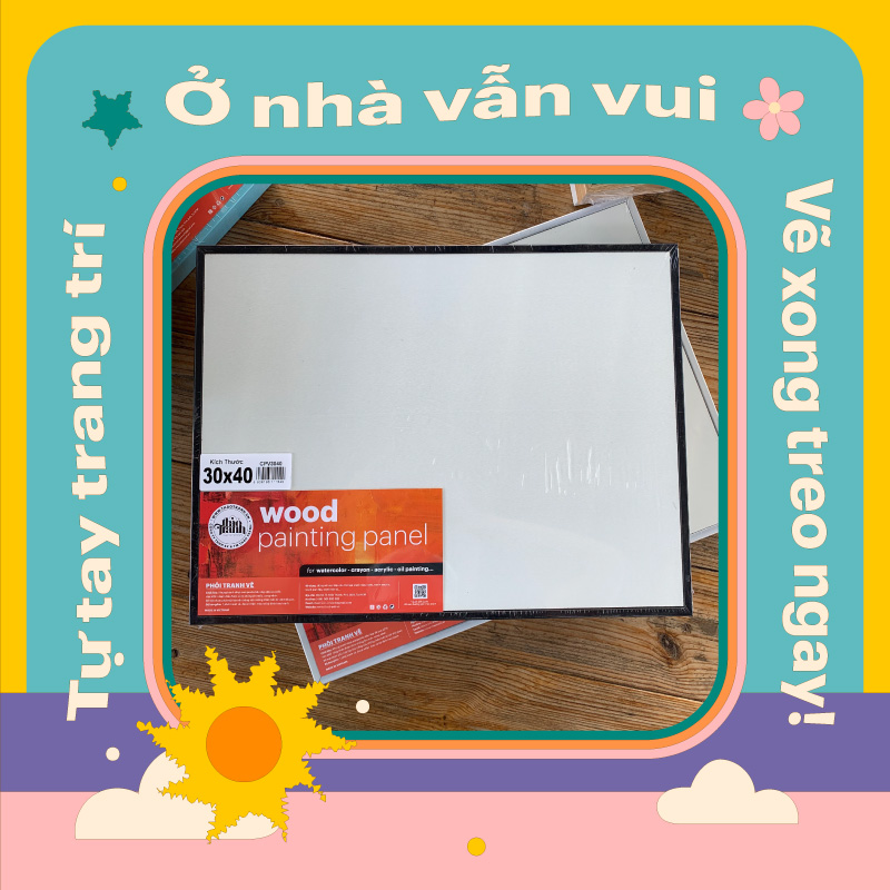 Toan vẽ tranh 30x40cm ván gỗ- đóng sẵn khung- thích hợp vẽ màu nước, acrylic, sơn dầu.