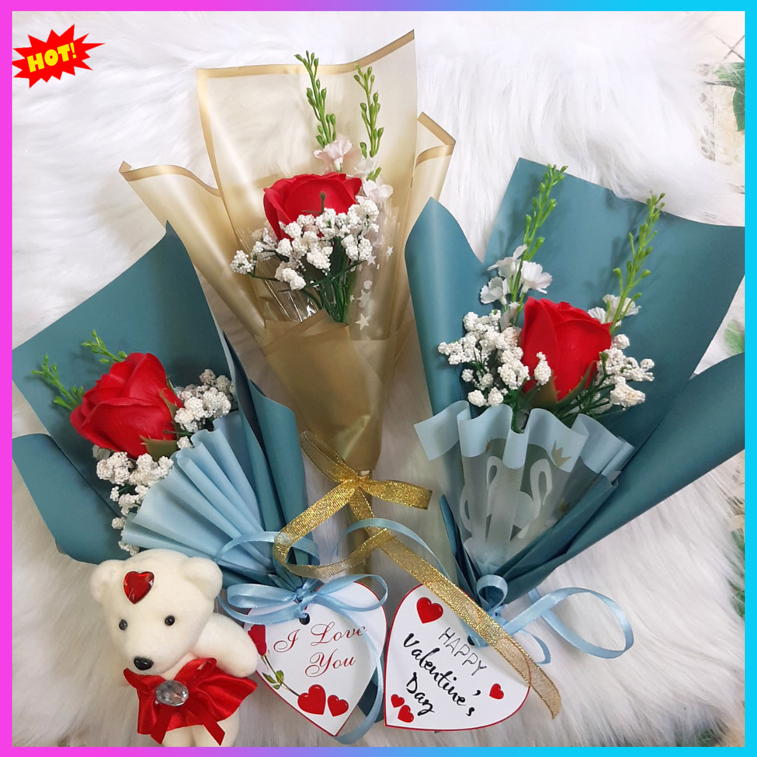 Hoa Hồng Sáp Thơm Bó 1 Bông, Quà Tặng Bạn Gái, Tặng Sinh Nhật, 8/3, 20/11