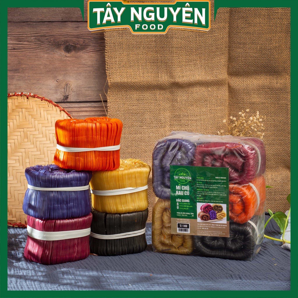 Combo 2KG mì chũ rau củ tự nhiên đặc sản Bắc Giang, mì ngũ sắc rau củ số 1 Việt Nam, eatclean ăn kiêng giảm cân, healthy - Tây Nguyên Food