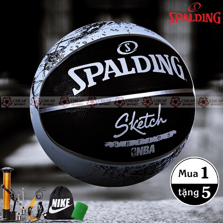 Bóng rổ đường phố sketch chính hãng spalding nba size số 7 da cao su tiêu chuẩn thi đấu dùng cho sân bóng rổ ngoài trời outdoor