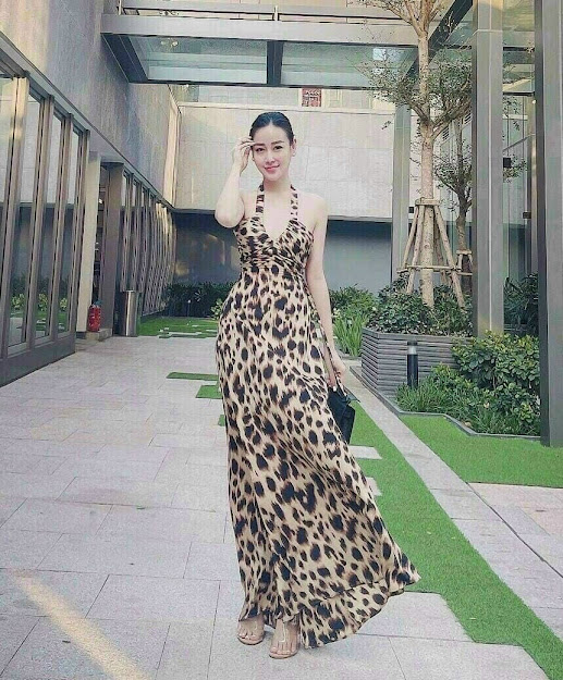 Đầm ôm da beo hở lưng, đầm ôm hở lưng cách điệu