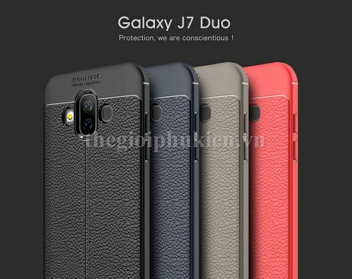 Ốp lưng SamSung Galaxy J7 Duo silicon giả da, chống sốc Auto Focus