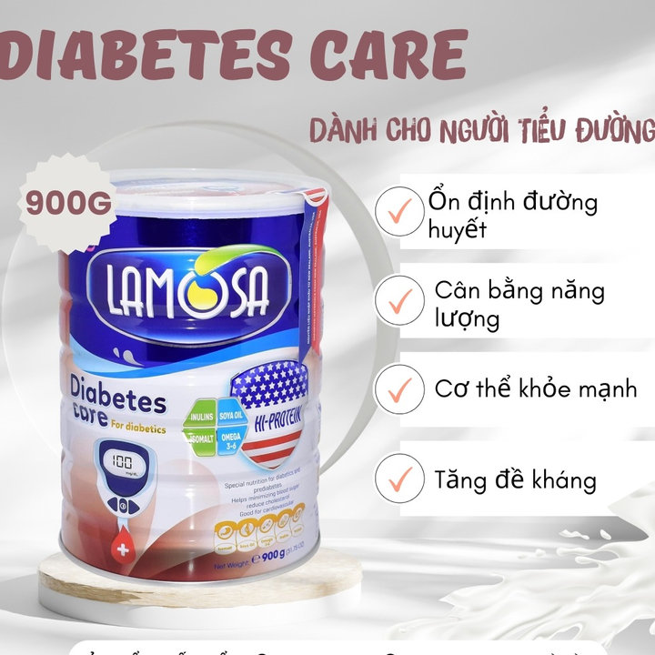 LAMOSA - [HÀNG XUẤT KHẨU] SỮA Y TẾ DINH DƯỠNG CHUYÊN DÙNG CHO NGƯỜI TIỂU ĐƯỜNG DIABETES CARE 900GR