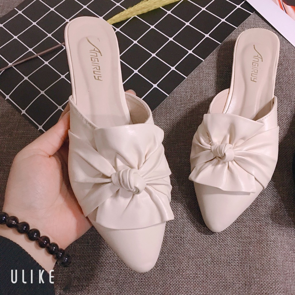 Free ship 99k i giày sục vintage nơ ấu điệu đà nữ tính