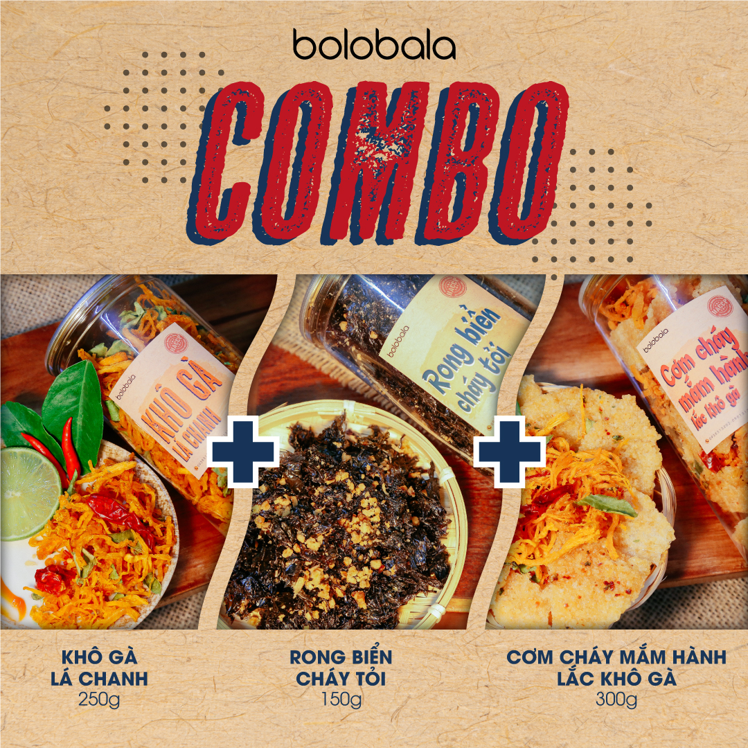 Khô gà + rong biển + cơm cháy khô gà ngon mê ly - freeship – ăn vặt bolobala