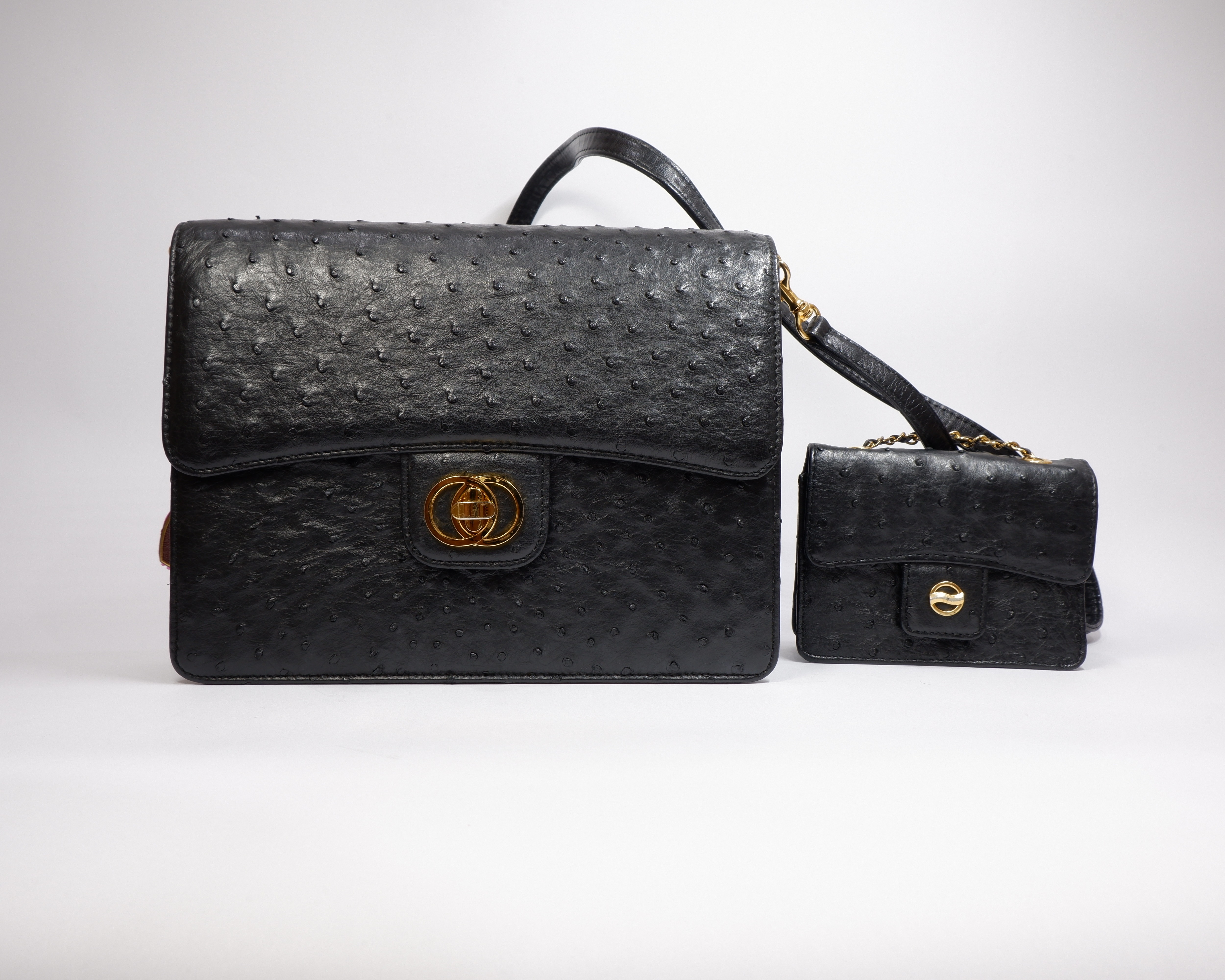 PASS Túi xách công sở da đà điểu Made in Japan - Ostrich Genius Leather Bag